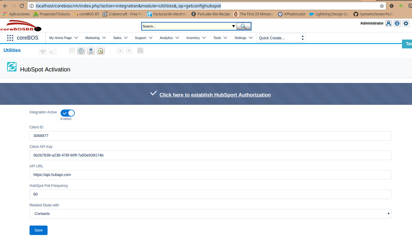 corebos hubspot configuration
